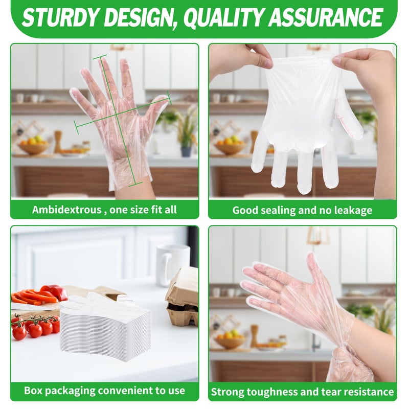 BYMORE 1200 Pcs Disposable Plastic Gloves Bulk, Clear Food Handling Service Gloves for Kitchen Food Prep Food Service Food Handling Cooking Cleaning, One Size Fits Most - Image 4